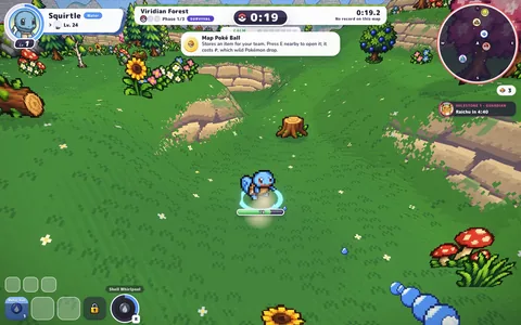 Squirtle exploring Viridian Forest at the start of a run